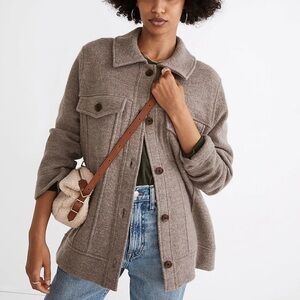Madewell Oversized Boiled Wool Bridgman Sweater-Jacket Grey
